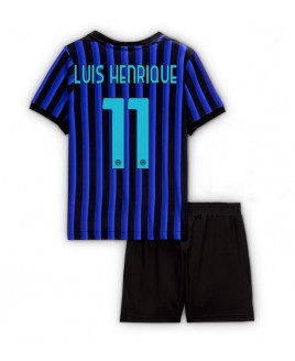 Günstige Inter Milan Luis Henrique #11 Heimtrikotsatz Kinder 2025-26 Kurzarm (+ Kurze Hosen)